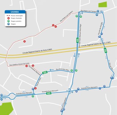 LINE 605 - ROUTE CHANGE - WORKS - R. PADRE LUÍS CAMPOS - MAIA